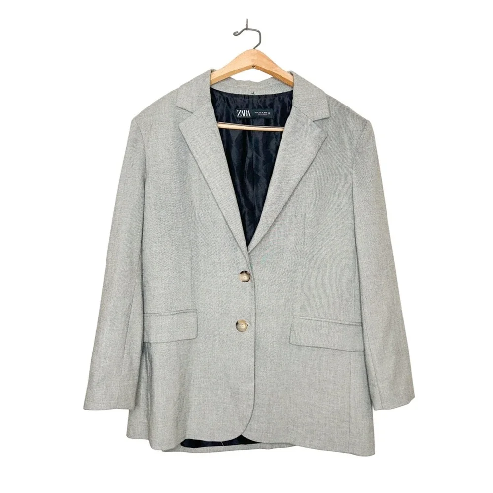 Zara Women's Oversized Blazer Jacket‎ Neutral Grey Medium M